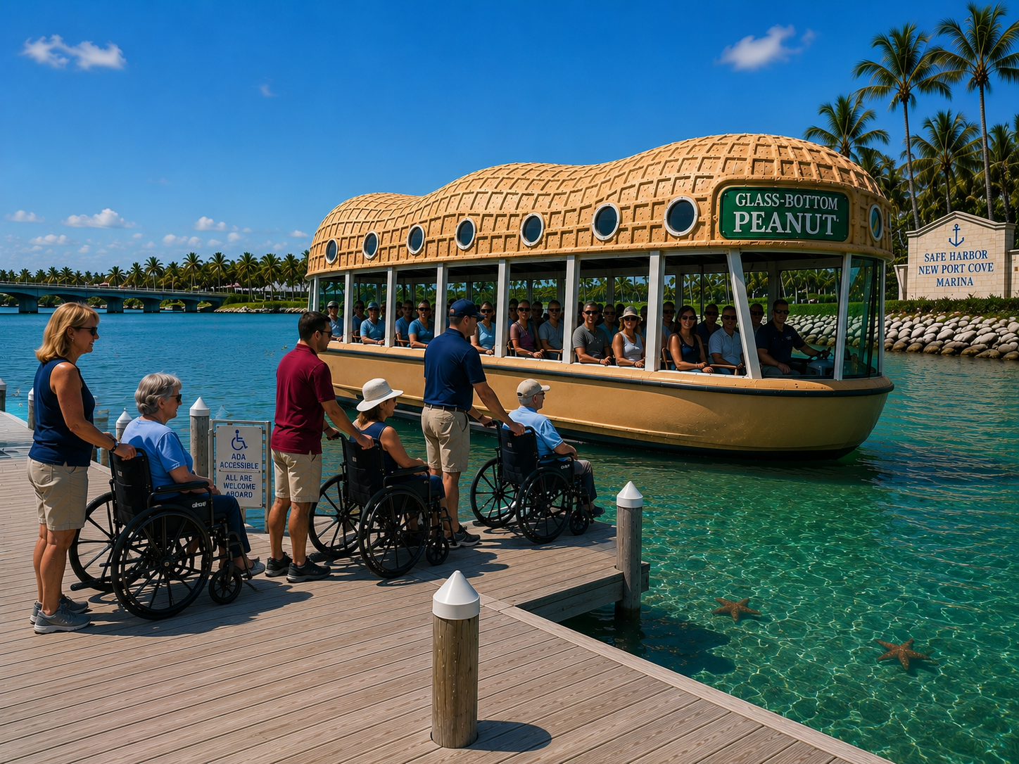 The Glass-Bottom Peanut tour boat cruising the Palm Beach Inlet